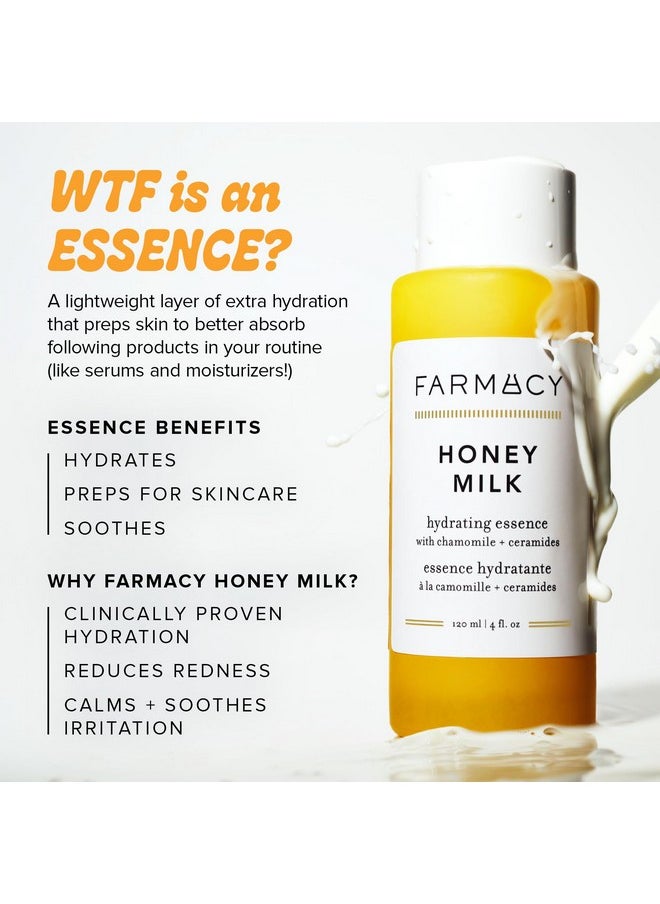 Hydrating Essence - Hydrating Honey Milk Toner + Facial Essence To Soothe, Moisturize And Strengthen Skin Barrier - Preps Complexion For Skincare Products Or Makeup Application (120Ml)