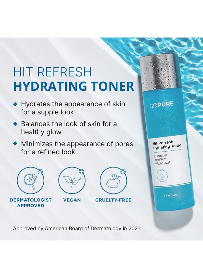 Hit Refresh Hydrating Toner - Routine Prep Step, Visibly Hydrates, Supports A Balanced Ph, Visibly Clarifies Pores, Removes Excess Oil & Impurities, Great For All Skin Types