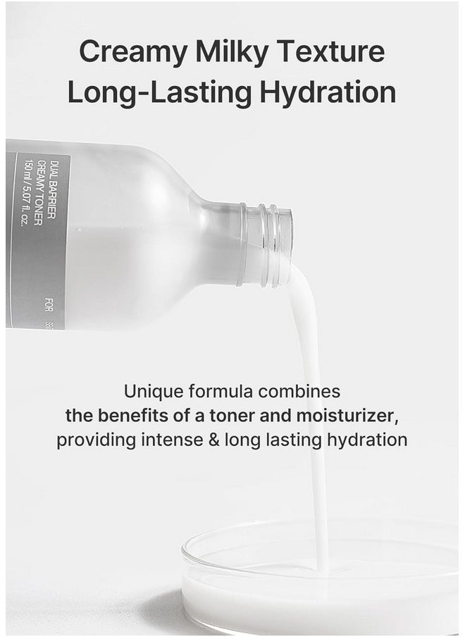 Dual Barrier Creamy Toner | With Ceramides, Peptide, Oil & Alcohol Free, Facial Astringent, Hydrating, Calming, Soothing, Non Irritating,150Ml