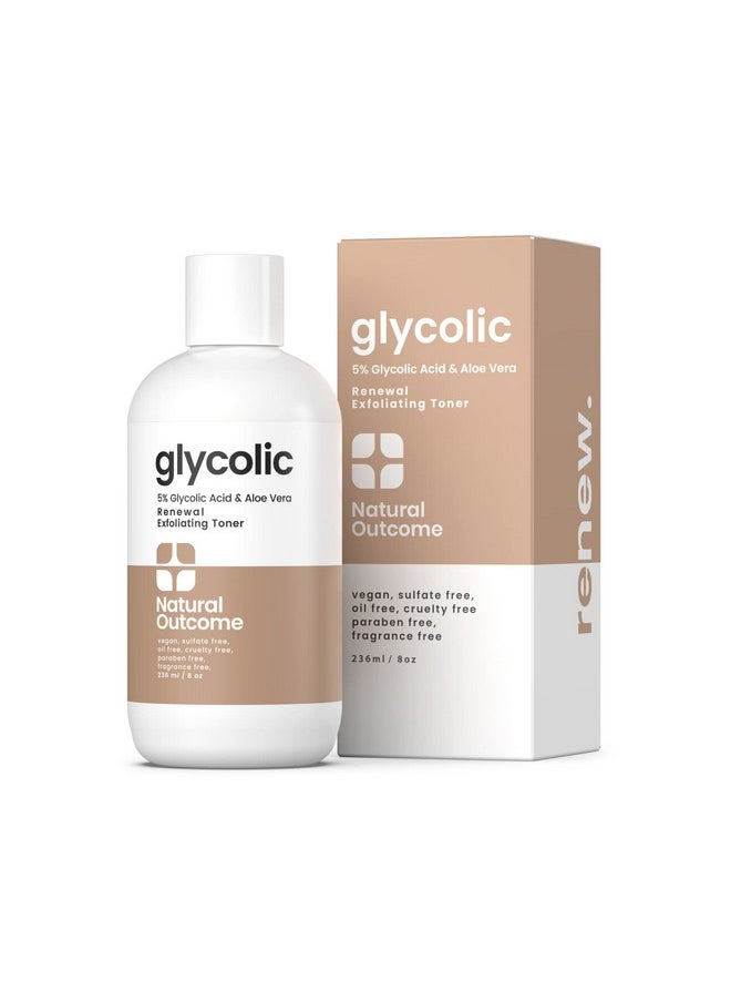 Glycolic Acid Toner 5% For Face | Gentle Exfoliating Toner - With Aloe Vera & Quinoa Extract | Advance Anti-Aging Toning Solution Rejuvenates Skin & Minimizes Pore Appearance | 8 Oz