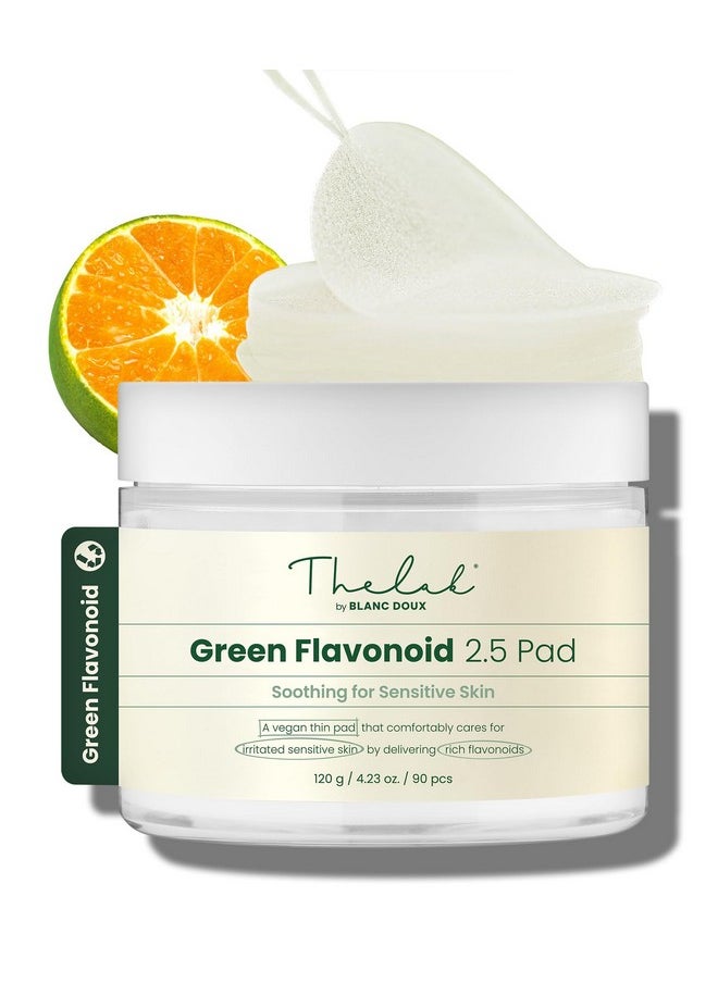 Green Flavonoid 2.5 Toner Pads (90 Pcs.) - Gentle Soothing & Calming, Infused With Flavonoids And Naturally-Derived Extracts, Ideal For Sensitive Skin