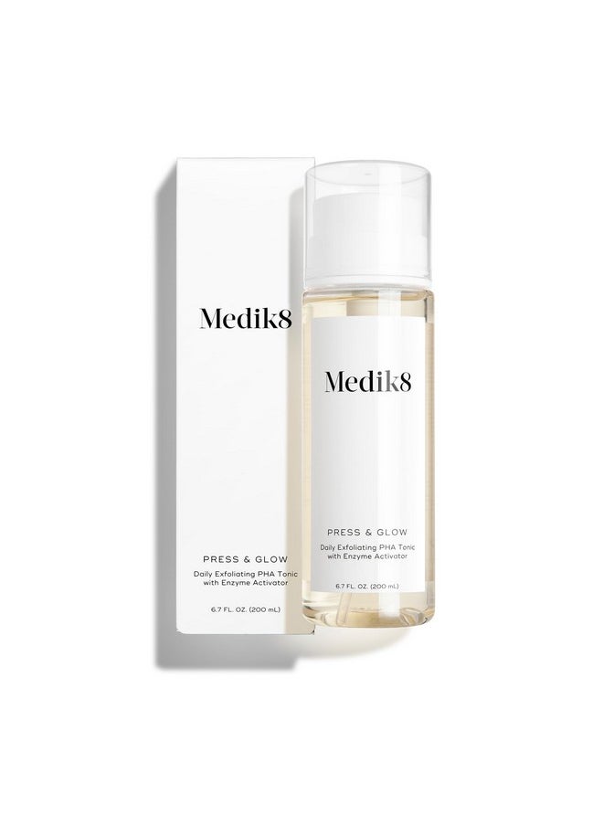 Press & Glow Daily Exfoliating Pha Tonic With Enzyme Activator - Polyhydroxy Acid Toner - Gentle, Cleansing Exfoliant For Clarifying, Skin Toning, And Redness - For Radiant Glass Skin - 6.7 Oz