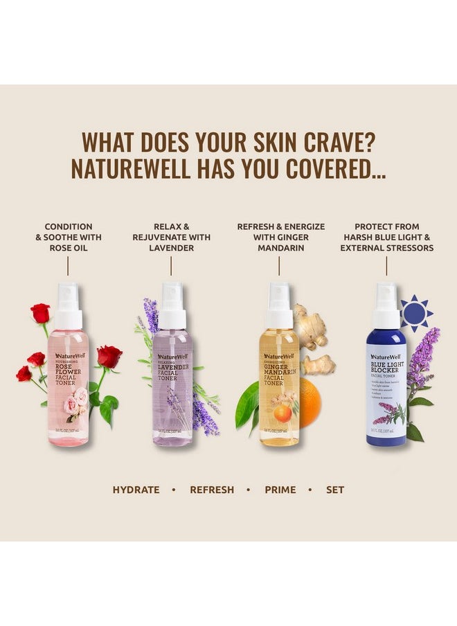 All Day & Night Facial Toner Mist Variety Pack For Dewy & Radiant Skin, 100% Vegan, Refreshing, Conditioning, Soothing, Redness Reducing, Perfect For Travel, Pack Of 4 (3.6 Fl Oz Each)