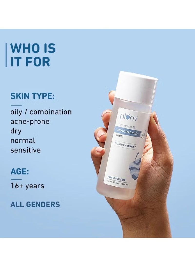 Plum 3% Niacinamide Toner with Rice Water Vitamin B3 with Japanese Fermented Rice Water For Clear Blemish Free Hydrated Skin Suits all skin types 100% Vegan