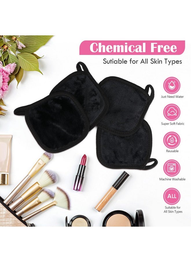 Makeup Remover Cloths 12 Pack, Makeup Removal Face Cleansing Cloth, Reusable Makeup Remover Pads Remove Instantly Dirt With Just Water, 5 X 5 In (Black)