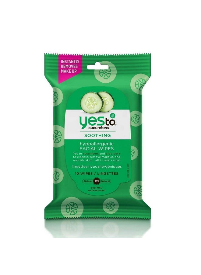 Cucumbers Face Wipes For Sensitive Skin Soothing Travel Facial Wipes | 10 Count (Model: 3371028)