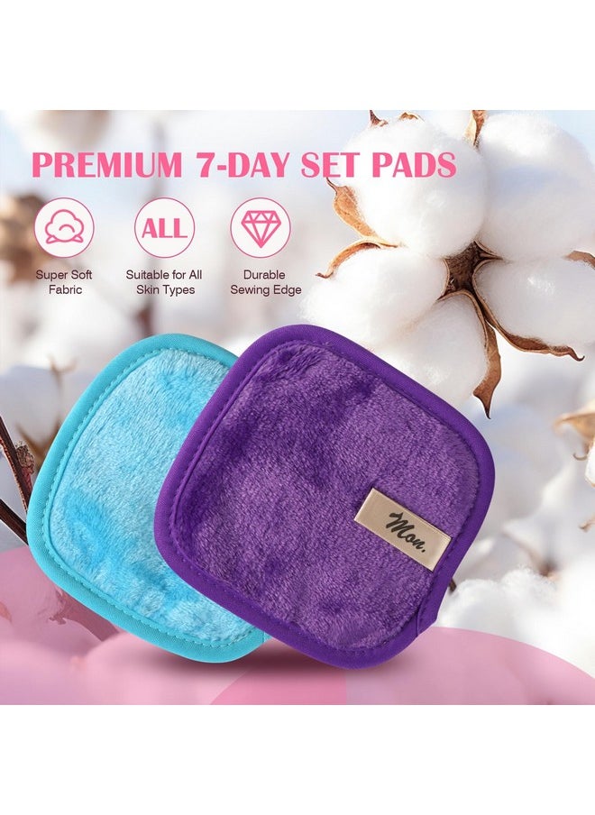 Makeup Remover Cloths 7-Day Set, Premium & Reusable Makeup Remover Pads, Erase Makeup With Just Water, Makeup Set For Eyes, Lips, Foundation And More, Ideal Choice For Women (Rainbow)