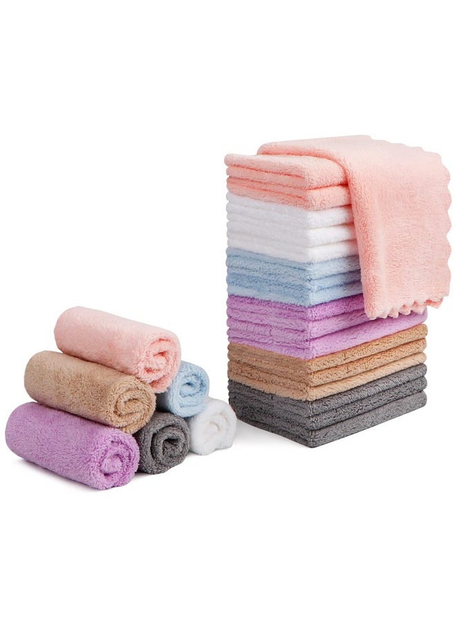 Makeup Remover Cloths, Cleansing, Reusable, Soft & Washable Coral Fleece Microfiber Washcloths / Towel For Face, Eye, Lips, Pack Of 24, 7 X 7 Inch