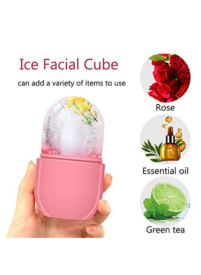 Ice Roller For Face And Eye, Ice Face Roller,Facial Beauty Ice Roller Skin Care Tools, Ice Facial Cube, Gua Sha Face Massage, Silicone Ice Mold For Face Beauty (Pink)