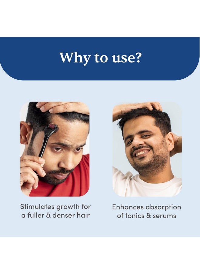 1.00 Mm Derma Roller With Disinfectant | With 540 Titanium Alloy Needles | Promotes Beard & Hair Growth & Reduces Acne Scars | Safe & Effective To Use
