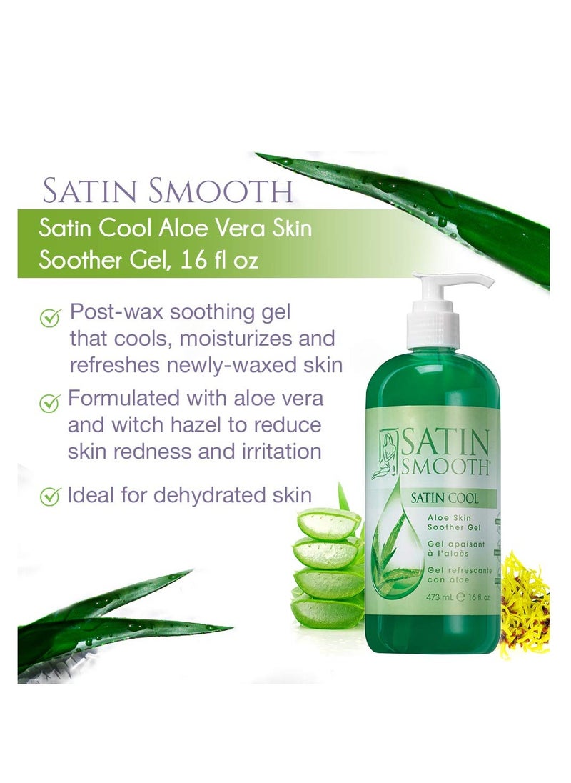 SATIN SMOOTH Aloe Vera Gel, Post-Wax Soothing Formula to Reduce Redness and Soothe Irritated Skin, Hydrating Care for Face, Body, and Hair, 16 fl oz.