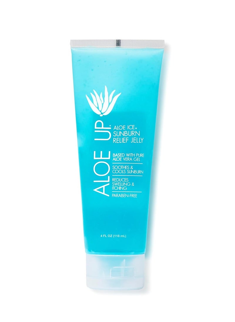 ALOE UP Aloe Ice Sunburn Relief Jelly - Lightweight & Cooling After Sun Care for Face & Body - 96.6% Pure Aloe Vera, Reef Safe, Alcohol & Fragrance-Free - Fast Absorbing, Non-Sticky - 4 Oz