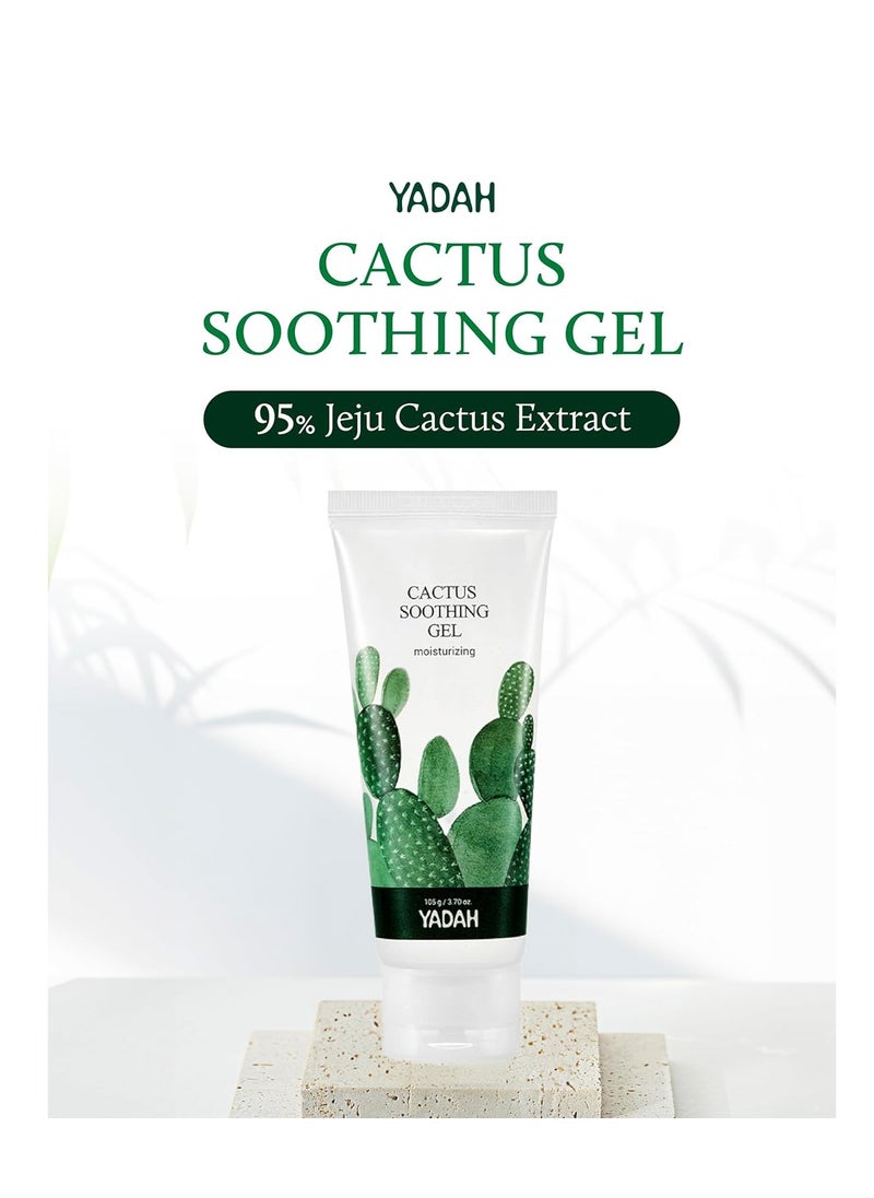 YADAH Cactus Soothing Gel (8.45fl oz) - Sunburn Relief, Calm, Cool & Soothe Irritated Skin, Face Redness. Korean Skin Care. 95% Cactus Extract, Vegan.