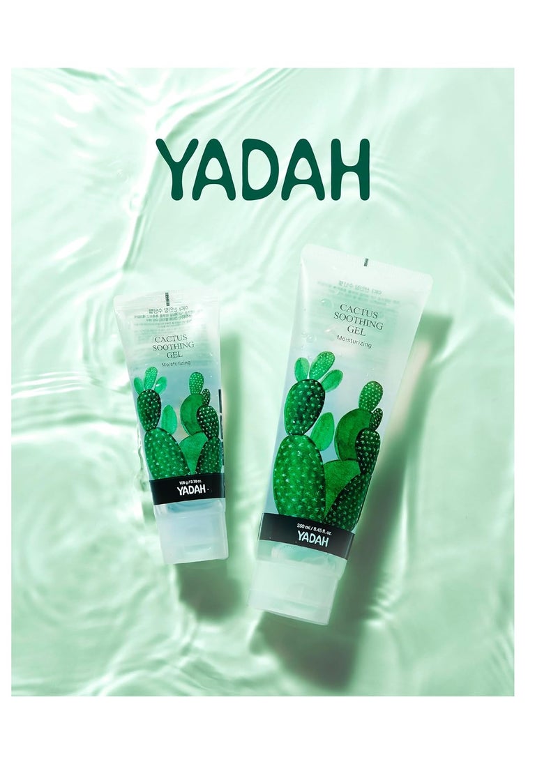 YADAH Cactus Soothing Gel (8.45fl oz) - Sunburn Relief, Calm, Cool & Soothe Irritated Skin, Face Redness. Korean Skin Care. 95% Cactus Extract, Vegan.