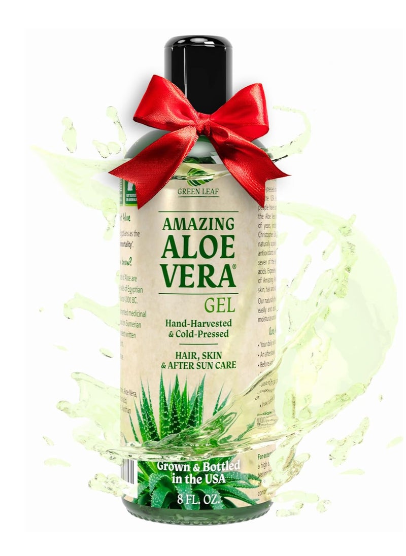 Amazing Aloe Vera Gel, Freshly Cut 100% Pure Aloe - Premium Quality, USA Grown, Vegan, Unscented - Natural Sunburn Relief, Skin Care, Face & Hair Care