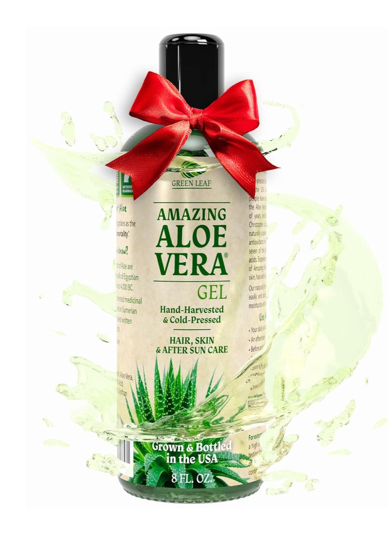 Amazing Aloe Vera Gel, Freshly Cut 100% Pure Aloe - Premium Quality, USA Grown, Vegan, Unscented - Natural Sunburn Relief, Skin Care, Face & Hair Care