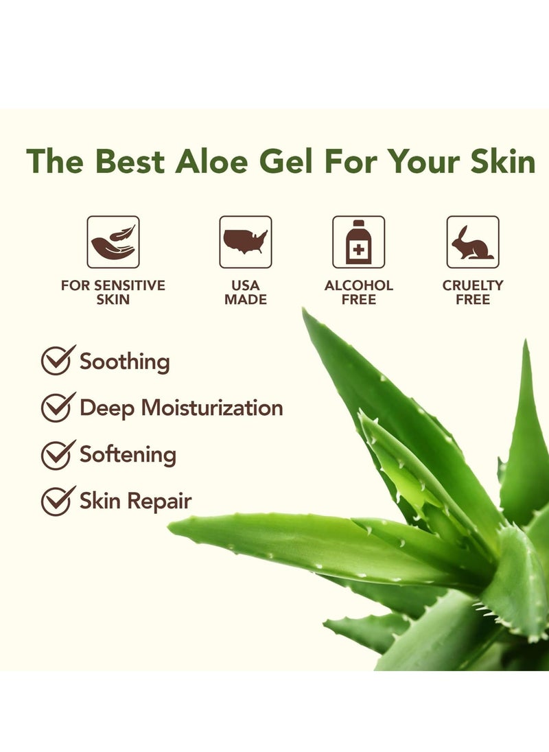 Amazing Aloe Vera Gel, Freshly Cut 100% Pure Aloe - Premium Quality, USA Grown, Vegan, Unscented - Natural Sunburn Relief, Skin Care, Face & Hair Care