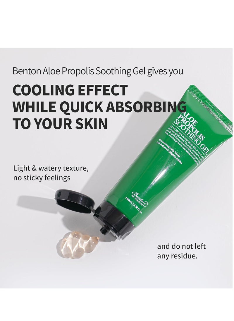 BENTON Aloe Propolis Soothing Gel 3.38 fl oz | Aloe Vera Gel for Sunburn Relief | Aloe Vera Gel for Travel Size | Aloe Vera Gel Moisturizer for Face | Aloe Gel for Face After Sun | Organic Aloe Vera