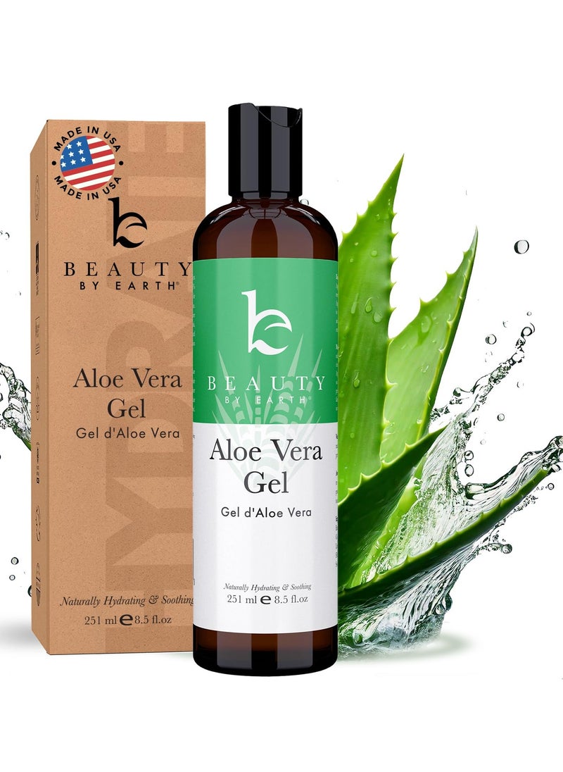 Aloe Vera Gel - USA Made with Natural & Organic Ingredients, Aloe Vera Plant Gel for Face with Vitamin C & E, Pure Aloe Vera Gel for Face Mask, Hair & Skin, Soothing and Cooling Gel for After Sun