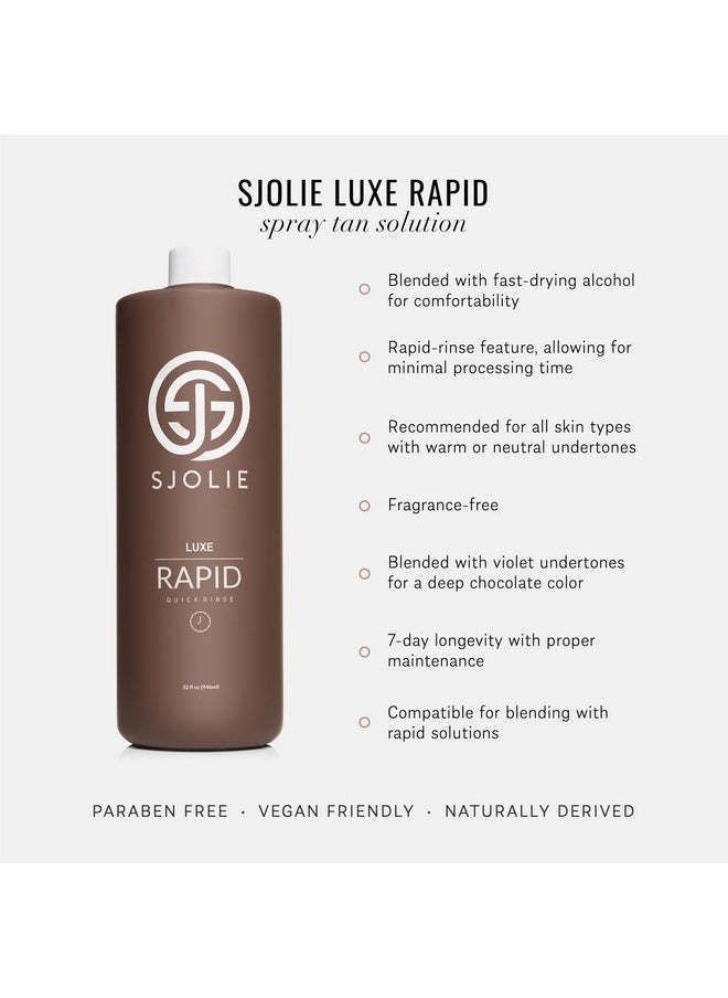 Sjolie Rapid Spray Tan Solution - Luxe Ultra One Hour Express Tan - Violet Base | Sunless Tanner For A Quick-Drying, Ultra Dark Glow (32Oz)