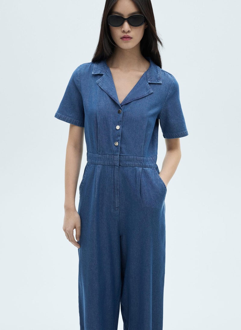 Short Sleeve Denim Jumpsuit