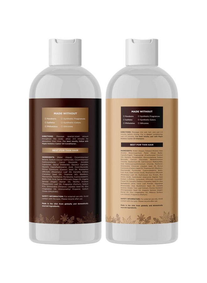 Castor Oil Shampoo And Conditioner Set - Jamaican Black Castor Oil Shampoo And Biotin Collagen Conditioner - Sulfate Free Shampoo And Conditioner For Fine Hair And Dry Scalp Care (Vanilla) -16 Fl Oz