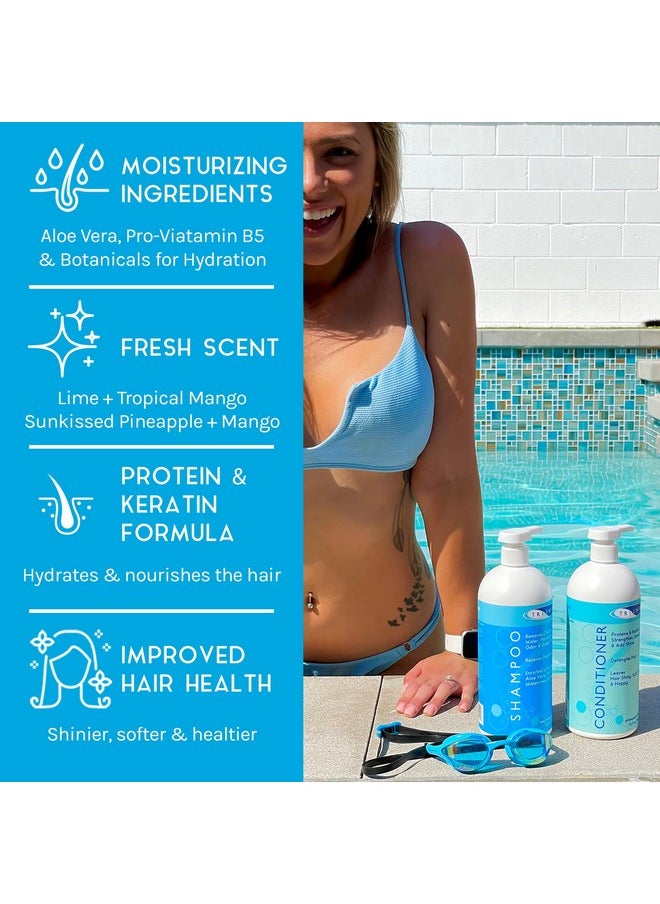 Hair Care Bundle With Swim Shampoo And Conditioner 32 Fl Oz Each | Repairs Chlorine-Damaged Hair, Enhances Natural Texture | Nourishing Pack Of 2