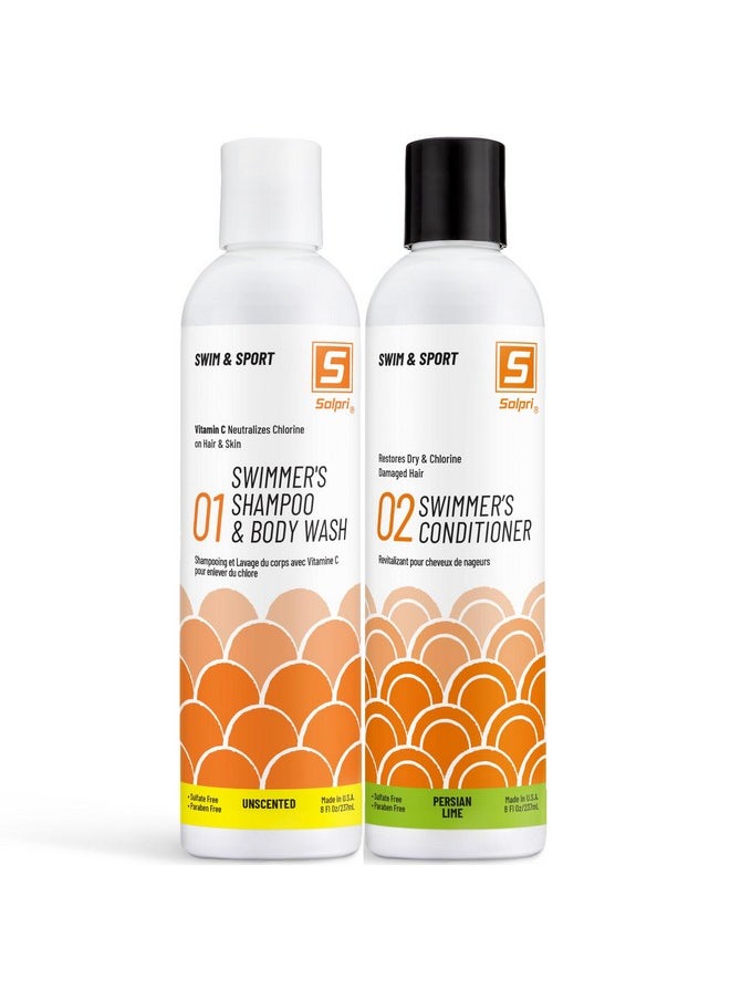 Swimmers Chlorine Vitamin C Swim Shampoo Body Wash With Pre & Post Swim Conditioner (16 Fl Oz Total)