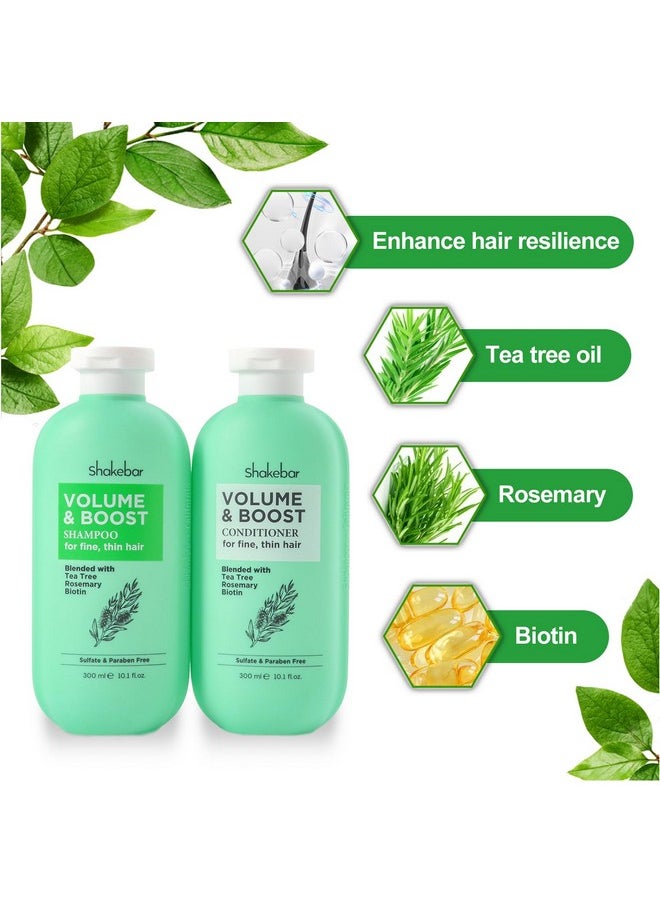 Biotin And Tea Tree Oil Shampoo Set - Rosemary Conditioner, Hair Thickening For All Types, Refreshes Scalp, Sulfate & Paraben Free