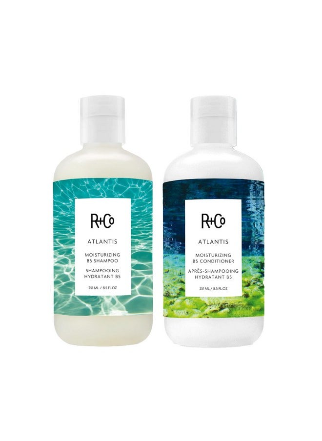 Atlantis Moisturizing B5 Hair Shampoo And Conditioner Set (8.5 Oz) + R+Co High Dive Travel Size (.5 Oz) | Body + Shine + Smoothing For All Hair Types | Vegan + Cruelty-Free |