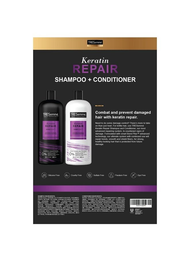 Shampoo And Conditioner, Keratin Repair - Bond Repair Hair Treatment, Frizz Control, 28 Oz Ea