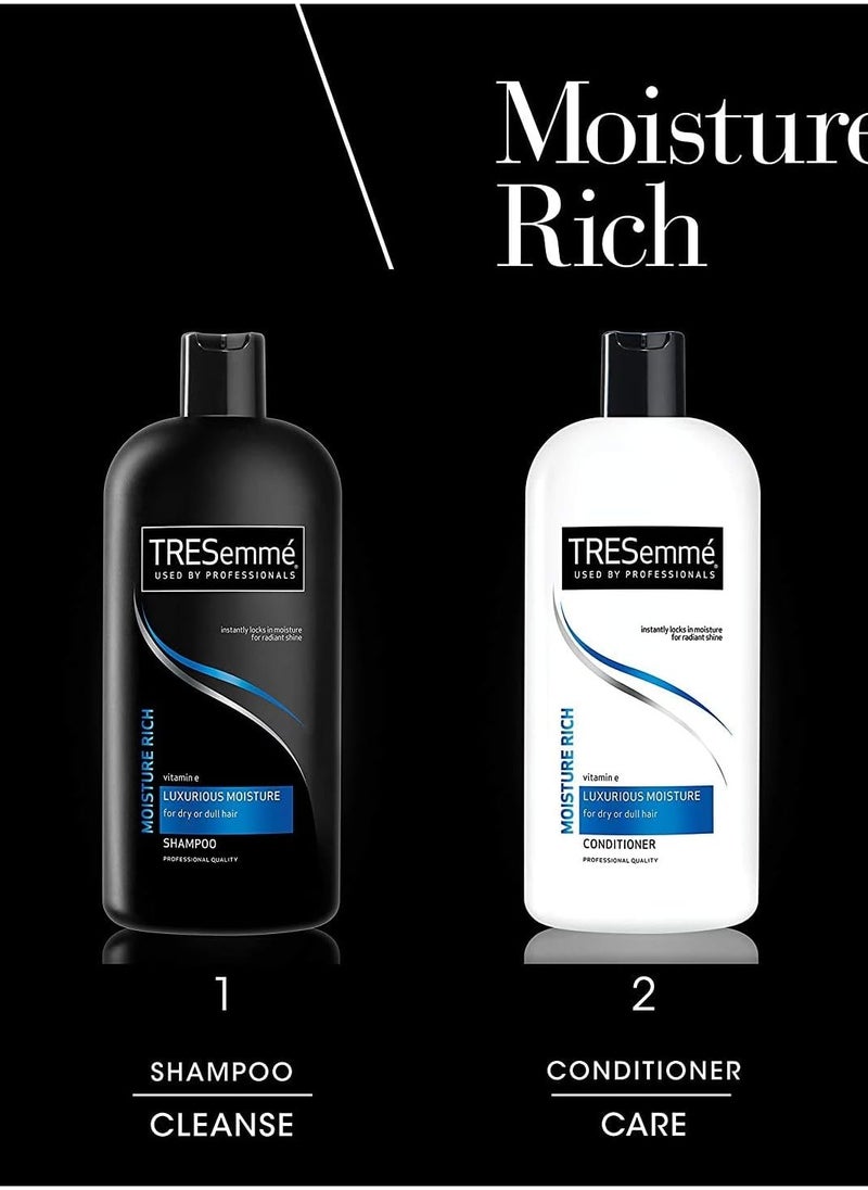 Moisture Rich with Vitamin Luxurious Moisture 900ml, Conditioner and Shampoo for dry, damaged hair White/ Black, 900 ml (Pack of 4)