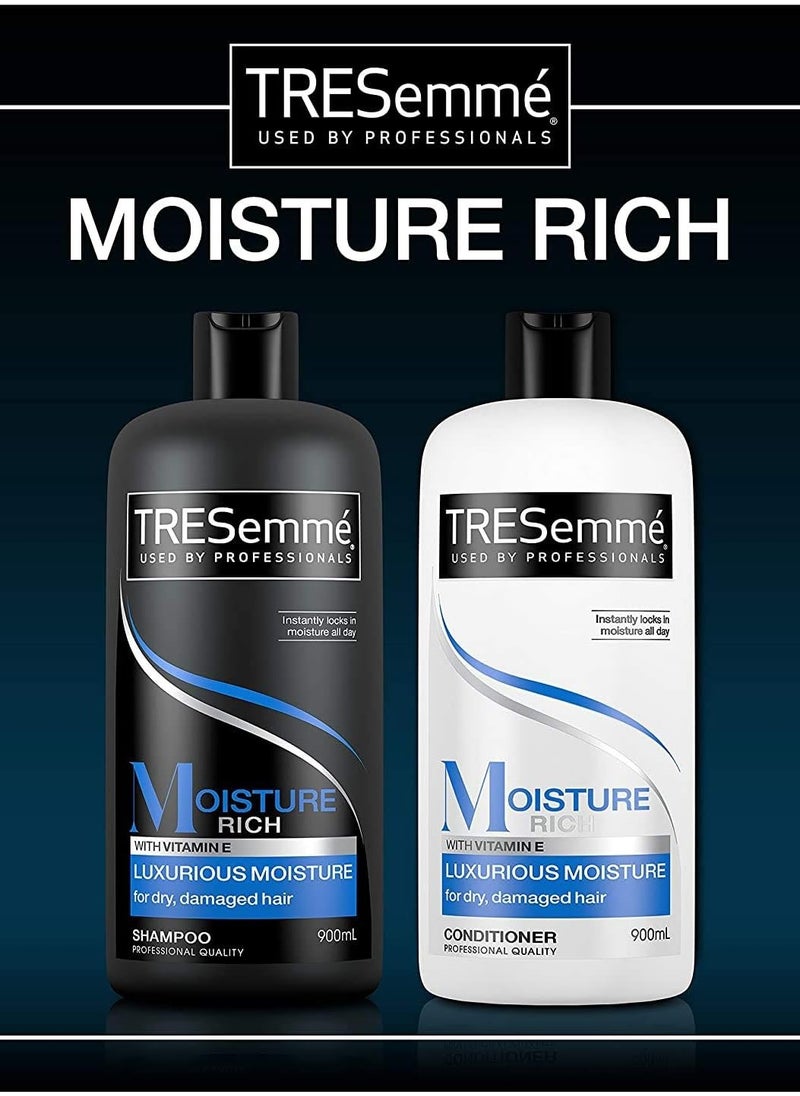 Moisture Rich with Vitamin Luxurious Moisture 900ml, Conditioner and Shampoo for dry, damaged hair White/ Black, 900 ml (Pack of 4)