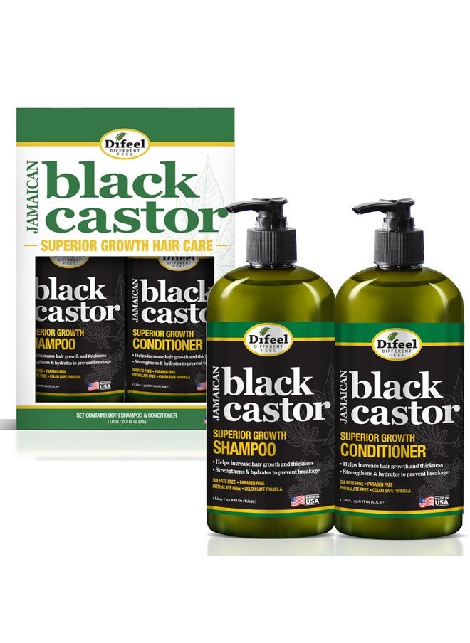 Jamaican Black Castor Superior Growth Shampoo And Conditioner Set - 2-Pc Gift Box, For Normal, Dry, Damaged, Thinning, Frizzy Hair, Sulfate & Paraben Free, 33.8Oz Each