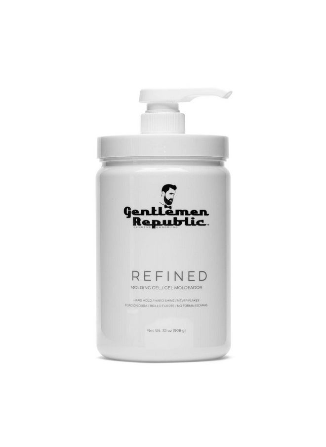Gentlemen Republic 32Oz Refined Hair Gel - Professional Formula For 24 Hour Shine And Hold, Humidity Resistant, 100% Alcohol-Free And Never Flakes, Made In The Usa - With Pump