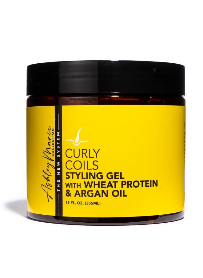 - Ashley Marie Curly Coils Styling Gel With Wheat Protein & Argan Oil - Nourishing Natural Ingredients - Moisturizing Gel For Curly Hair - Color Safe - Paraben & Sulfate Free - 12Oz