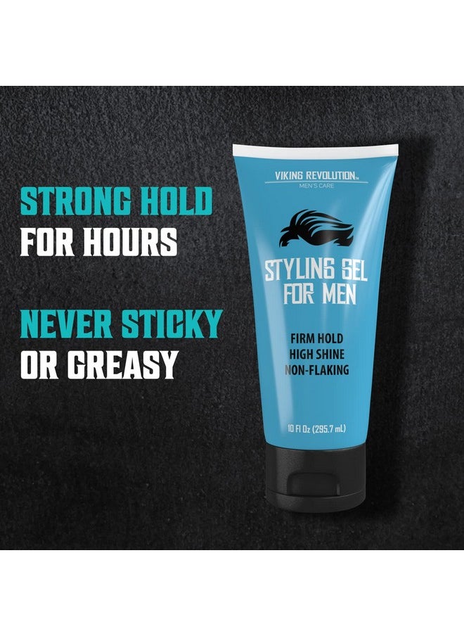 Hair Gel For Men Strong Hold - Mens Hair Gel Extra Strength - Styling Gel For Hair Clear Hair Gel - Firm Hold Gel Hair High Shine Non-Flaking Curly Hair Gel (10Oz)
