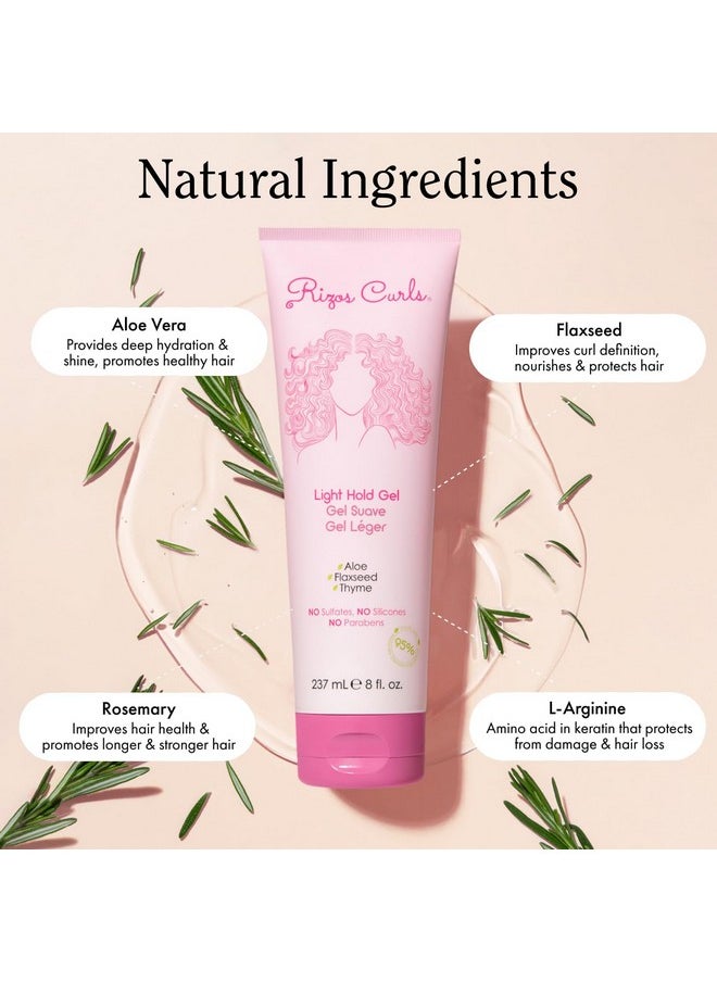 Light Hold Gel, Defines With Flexible Hold, Flake-Free And Frizz-Free Voluminous Curls, Moisturize And Combat Humidity With Aloe Vera & Flaxseed, For All Curl Patterns 2A - 4C, 8 Oz