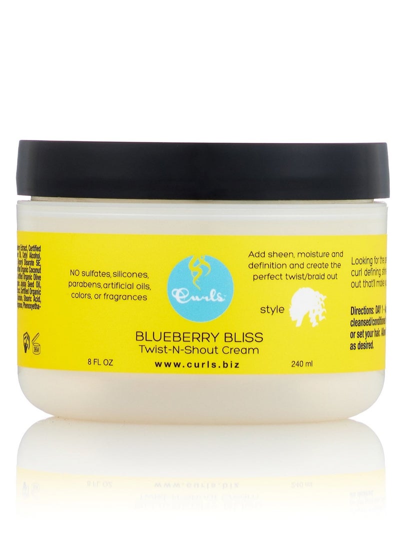 Blueberry Bliss Twist-N-Shout Cream for All Types of Curly Hair Wavy Curly Coily Kinky Hair Styling Hair Cream 240 ml