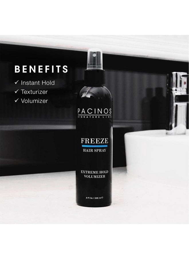 Freeze Hair Spray - Extra Hold Texture Spray For All Hair Type - Professional Hair Setting & Finishing Spray For Maximum Volume
