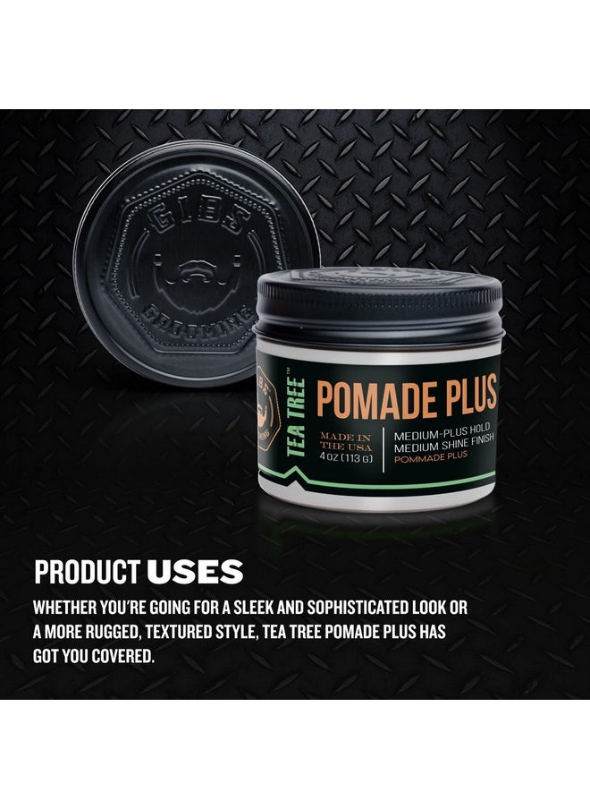 Tea Tree Pomade Plus, Medium-Plus Hold With Medium To High Shine, Clean Ingredients And Made In Usa, 4 Oz