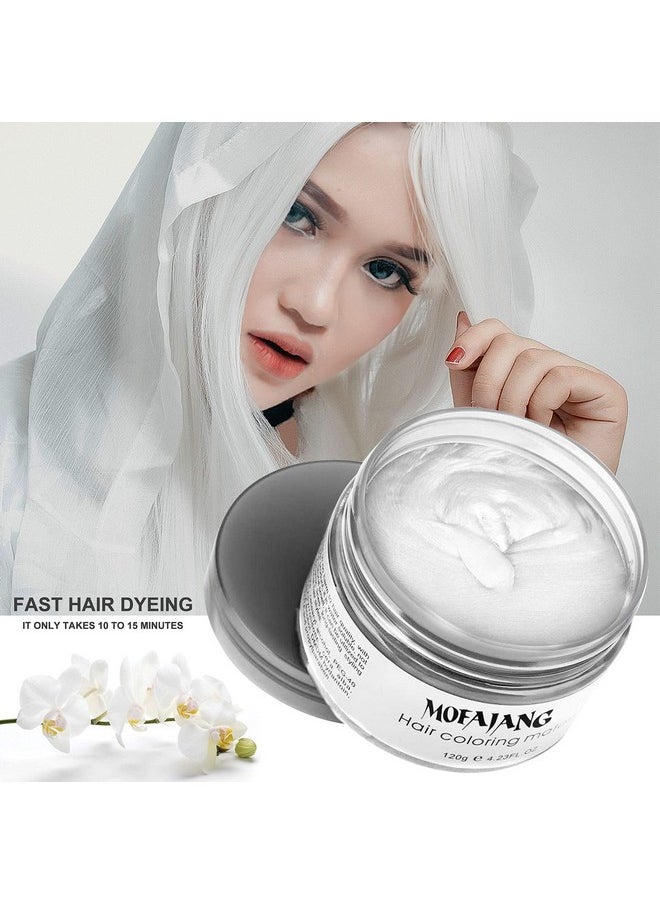 Temporary Hair Color Wax 4.23 Oz-Instant Hairstyle Cream Hair Pomades Hairstyle Wax For Party Cosplay Easy Cleaning (1, White)