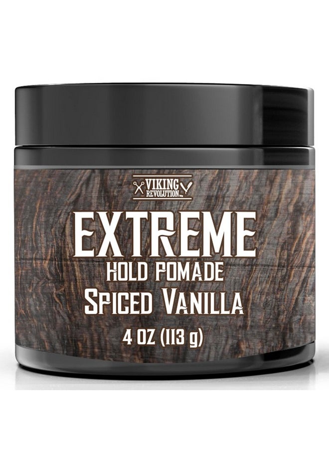 Spiced Vanilla Hair Pomade For Men - Extreme Hold Hair Gel For Men Water Based - Mens Pomade Extra Firm Mens Hair Pomade Strong Hold - High Shine Mens Hair Cream (4Oz)