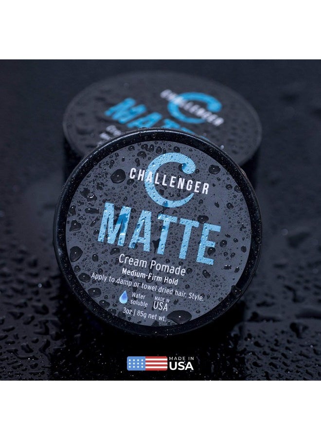 Men’S Matte Cream Pomade | Natural Shine Free Finish Product | Clean & Subtle Scent | Medium Firm Hold & Travel Friendly | 3Oz