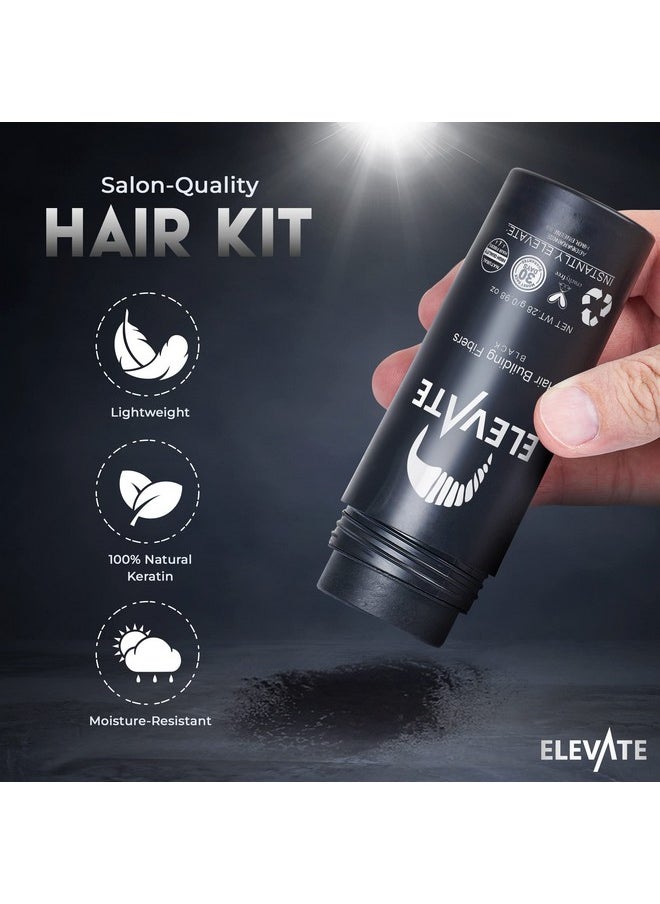 Hair Perfecting 3-In-1 Kit Set Includes Natural Hair Thickening Fibers & Spray Applicator Pump Nozzle & Locking Setting Hold Hair Spray | Instantly Conceal Balding Hair Thinning Areas (Black)