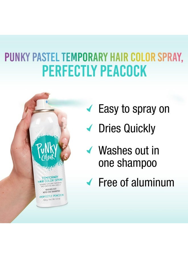 Punky Pastel Temporary Hair Color Spray, Perfectly Peacock, Spray-On Hair Color, Fast-Drying, Non-Sticky, Travel Size Hair Dye For Instant Vivid Hair Color, 3.5 Oz, 1-Pack