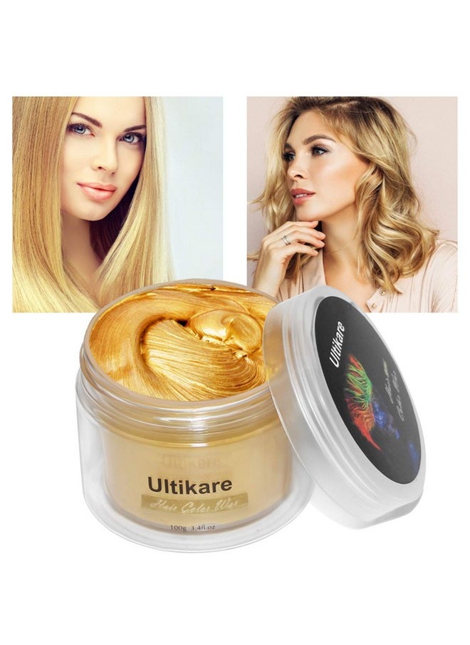 Or Wax Blonde, Ultikare Instant Hair Dye Cream Mud Washable Temporary Hair Dye Natural Hairstyle Color Pomade For Party, Cosplay, Halloween (Gold)