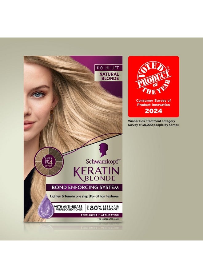 Keratin Blonde Hair Dye Natural Blonde 11.0, Hi-Lift Permanent Color, 1 Application - Hair Color Enriched With Keratin, Lightens Up To 4 Levels And Protects Hair From Breakage*