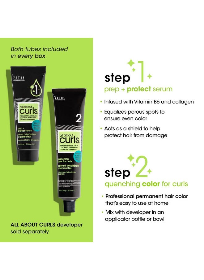 6Wb Cinnamon Roll Permanent Hair Color (Prep + Protect Serum & Hair Dye For Curly Hair) - 100% Grey Coverage, Nourished & Radiant Curls