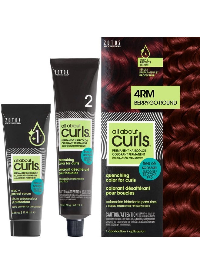 4Rm Berry-Go-Round Permanent Hair Color (Prep + Protect Serum & Hair Dye For Curly Hair) - 100% Grey Coverage, Nourished & Radiant Curls